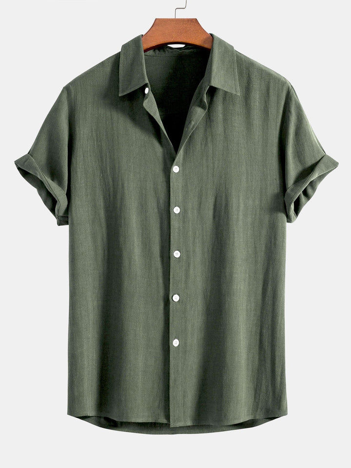 Linne Rayon Mix Skjorta med Knappar & Raka Ben Linnebyxor