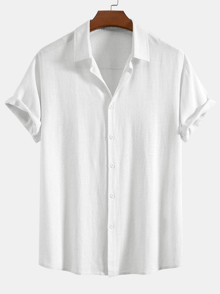 Linne Rayon Mix Skjorta med Knappar & Raka Ben Linnebyxor