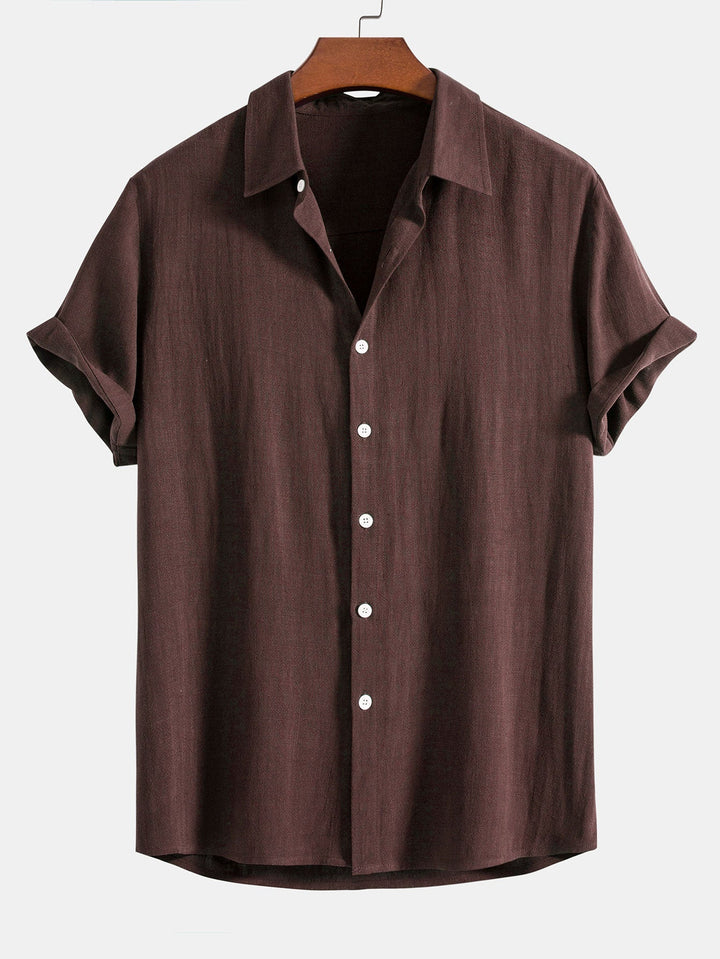 Linne Rayon Mix Skjorta med Knappar & Raka Ben Linnebyxor