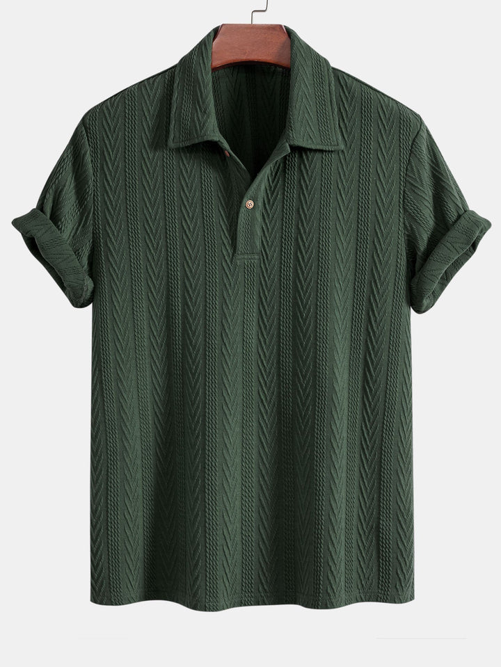 Stickad Geometrisk Jacquard Pikétröja