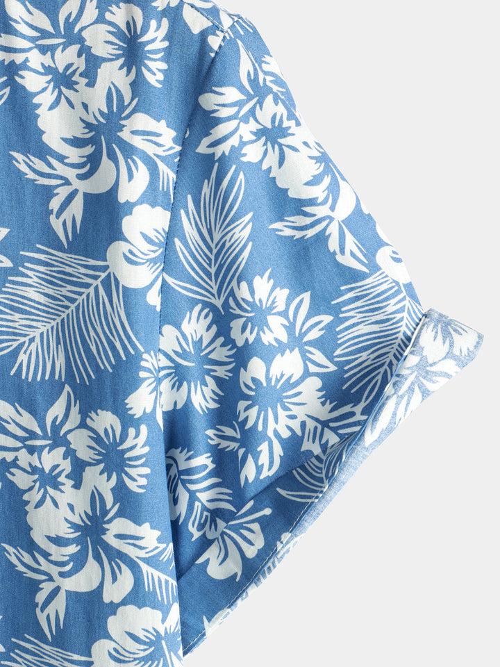 Van Elst Mode® | Hawaiiskjorta med Korta Ärmar och Blomstermönster