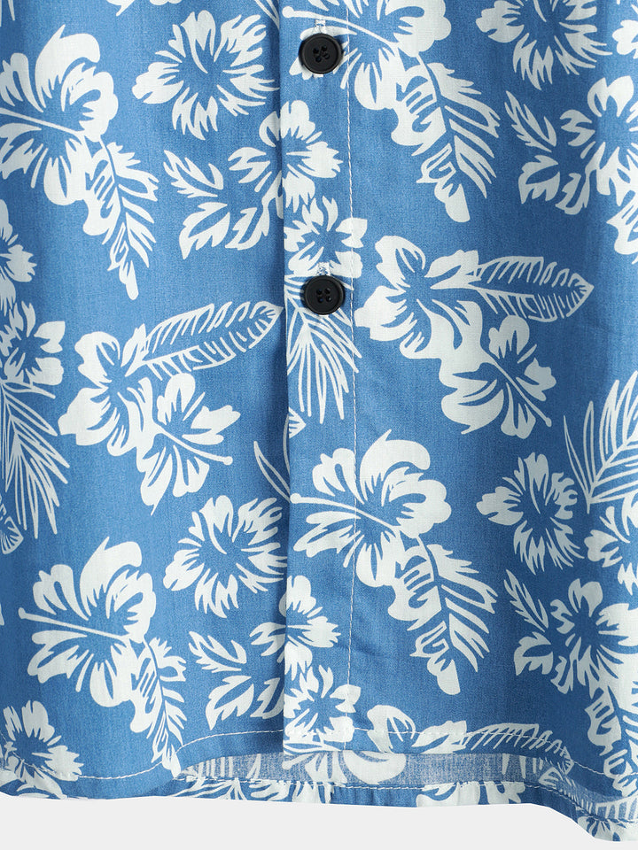 Van Elst Mode® | Hawaiiskjorta med Korta Ärmar och Blomstermönster