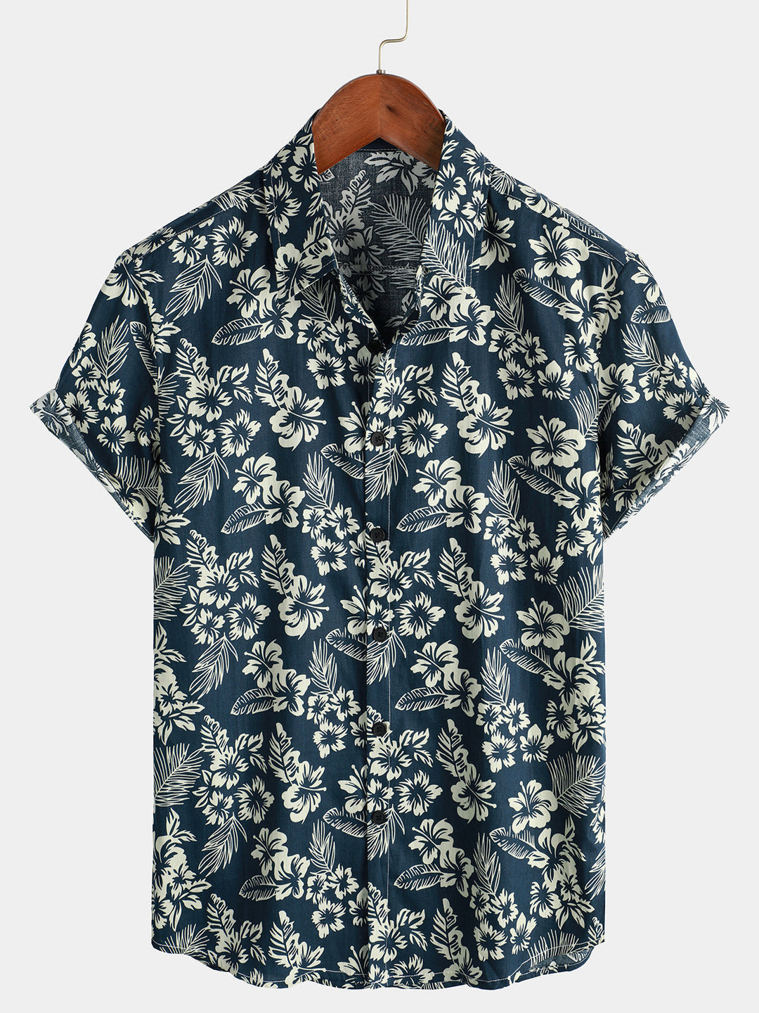 Van Elst Mode® | Bomull Hawaii Skjorta med Korta Ärmar