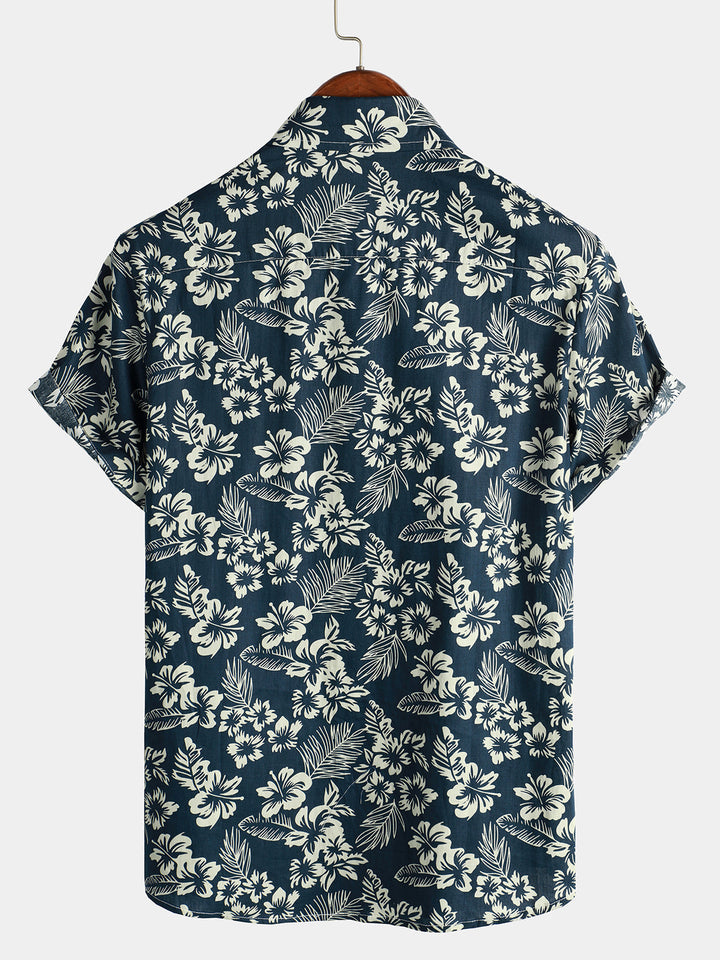 Van Elst Mode® | Bomull Hawaii Skjorta med Korta Ärmar