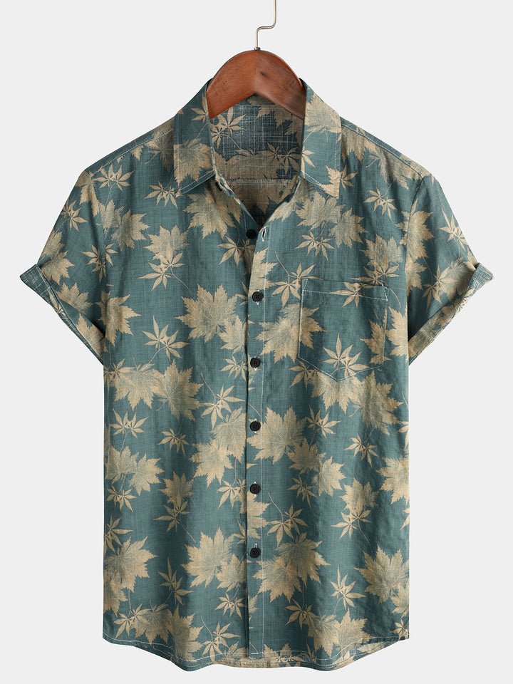 Van Elst Mode® | Bomull Hawaii Skjorta med Korta Ärmar