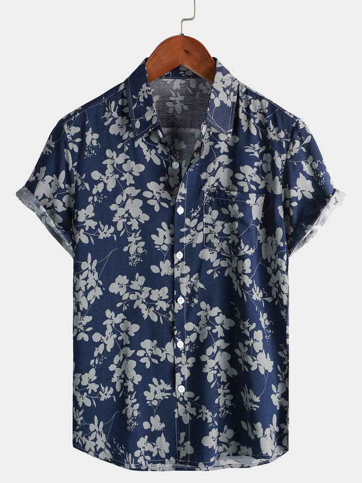 Van Elst Mode® | Bomull Hawaii Skjorta med Korta Ärmar