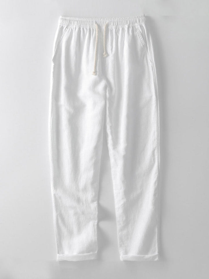 Linne Rayon Mix Skjorta med Knappar & Raka Ben Linnebyxor