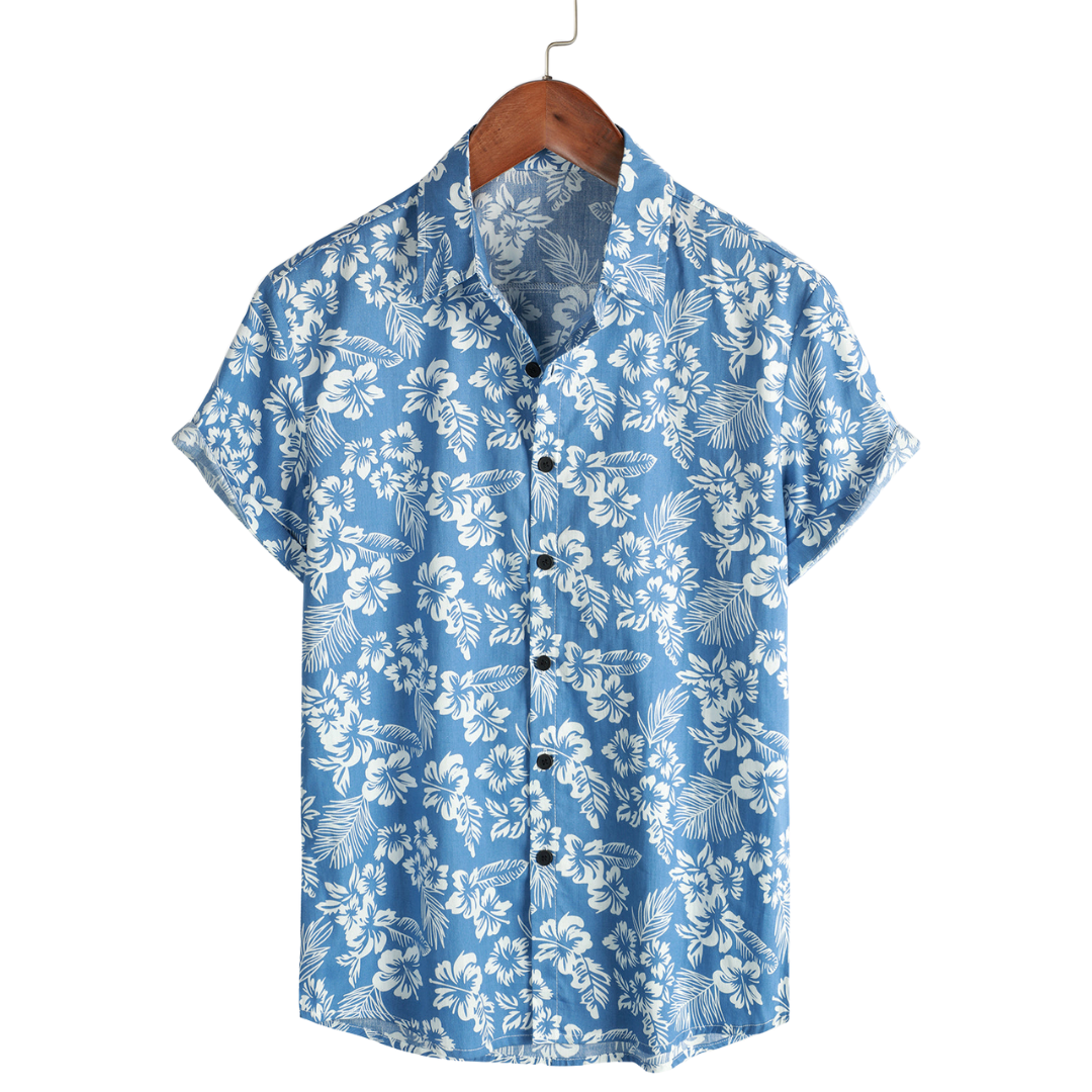 Van Elst Mode® | Hawaiiskjorta med Korta Ärmar och Blomstermönster