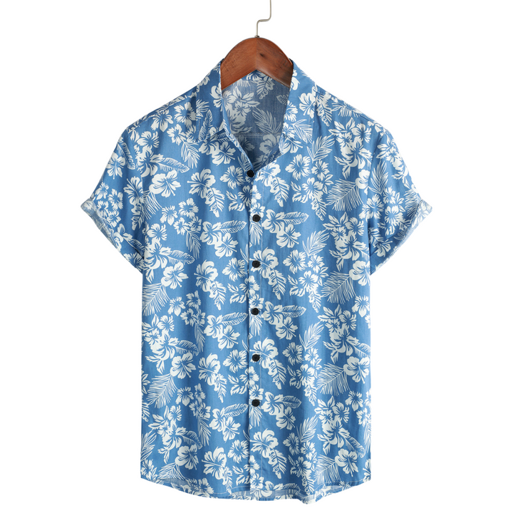 Van Elst Mode® | Hawaiiskjorta med Korta Ärmar och Blomstermönster