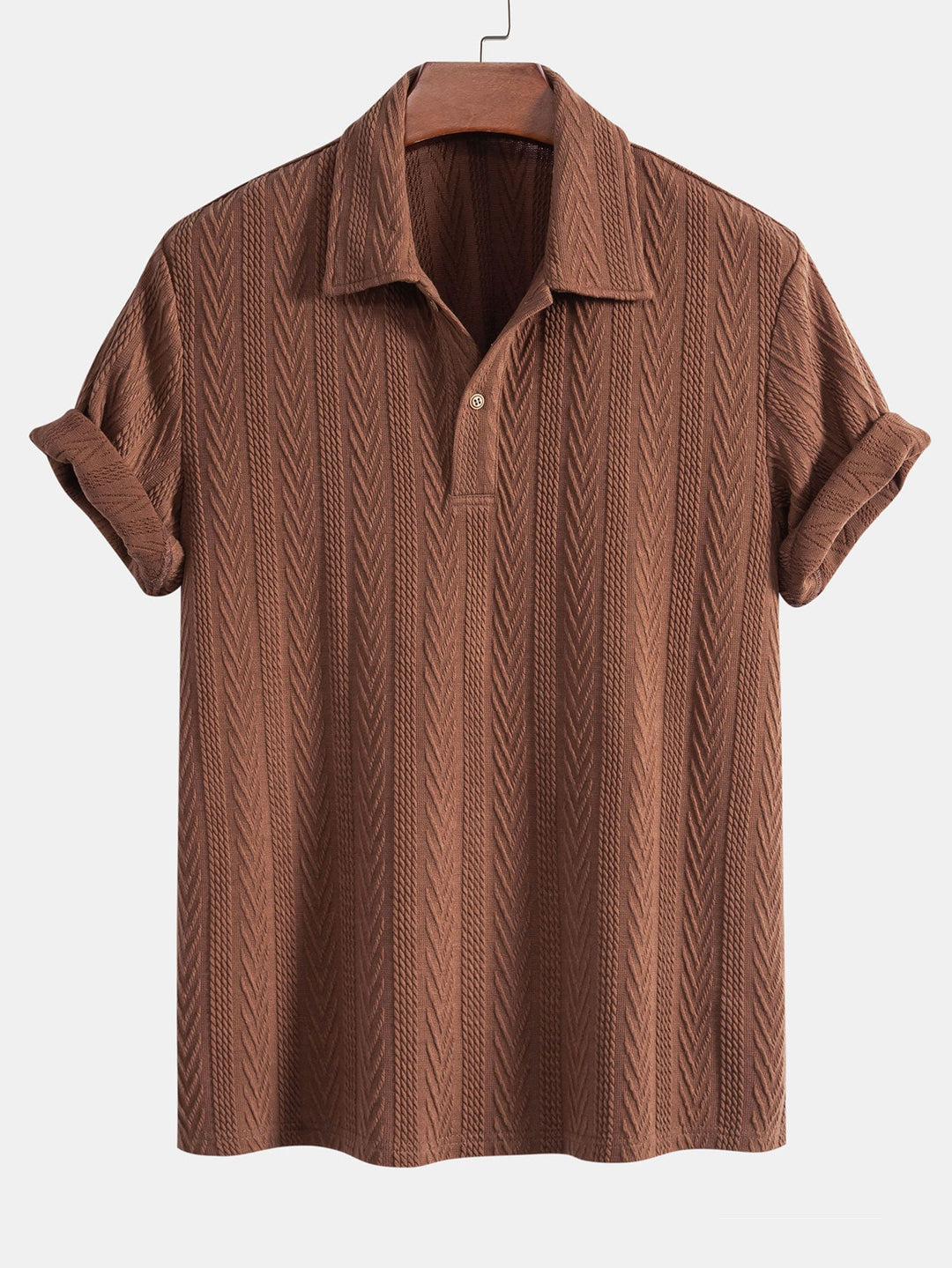Stickad Geometrisk Jacquard Pikétröja