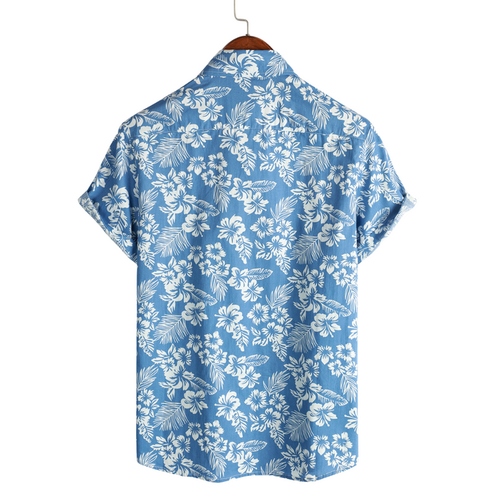 Van Elst Mode® | Hawaiiskjorta med Korta Ärmar och Blomstermönster