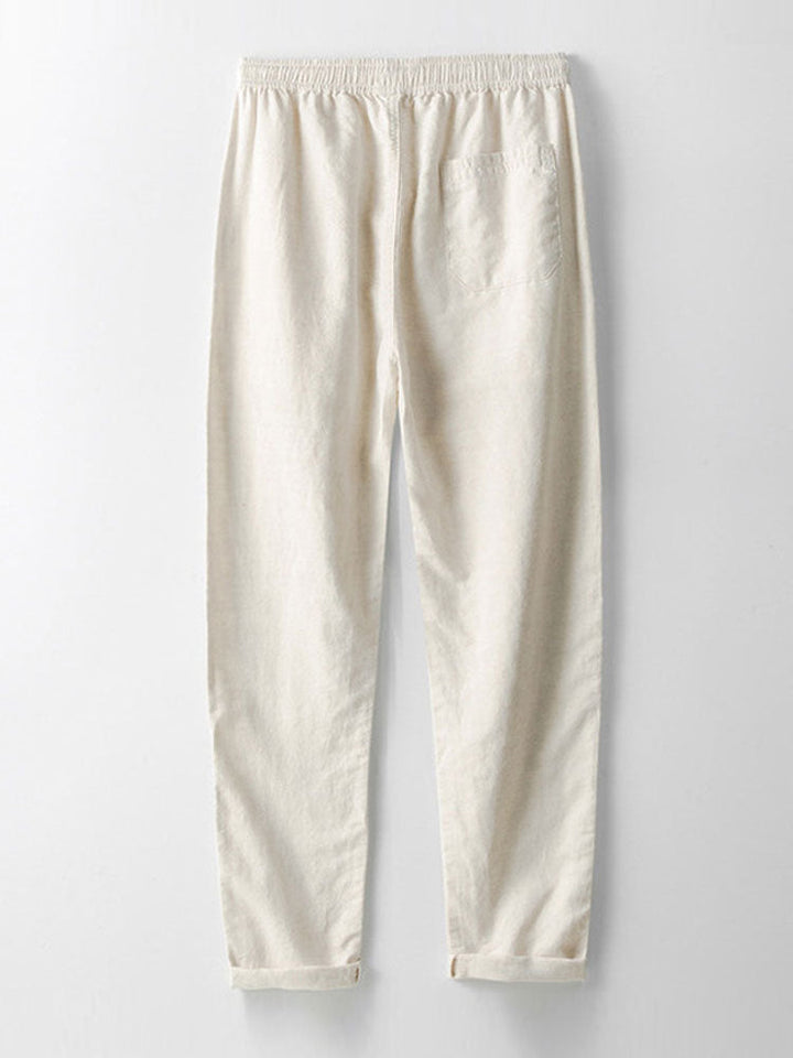 Linne Rayon Mix Skjorta med Knappar & Raka Ben Linnebyxor