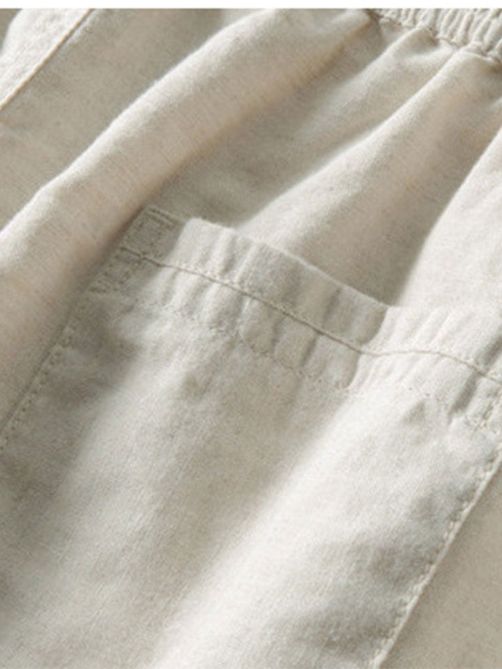 Linne Rayon Mix Skjorta med Knappar & Raka Ben Linnebyxor