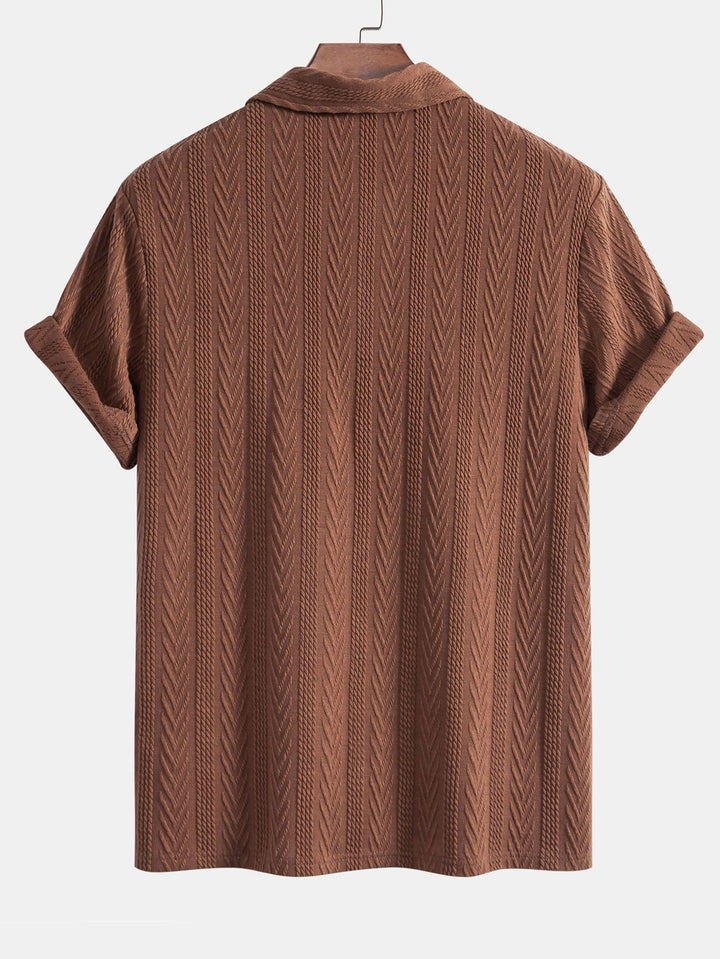 Stickad Geometrisk Jacquard Pikétröja
