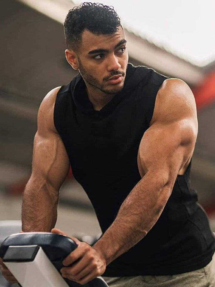 Workout Bodybuilding Ärmlös Huva Linne