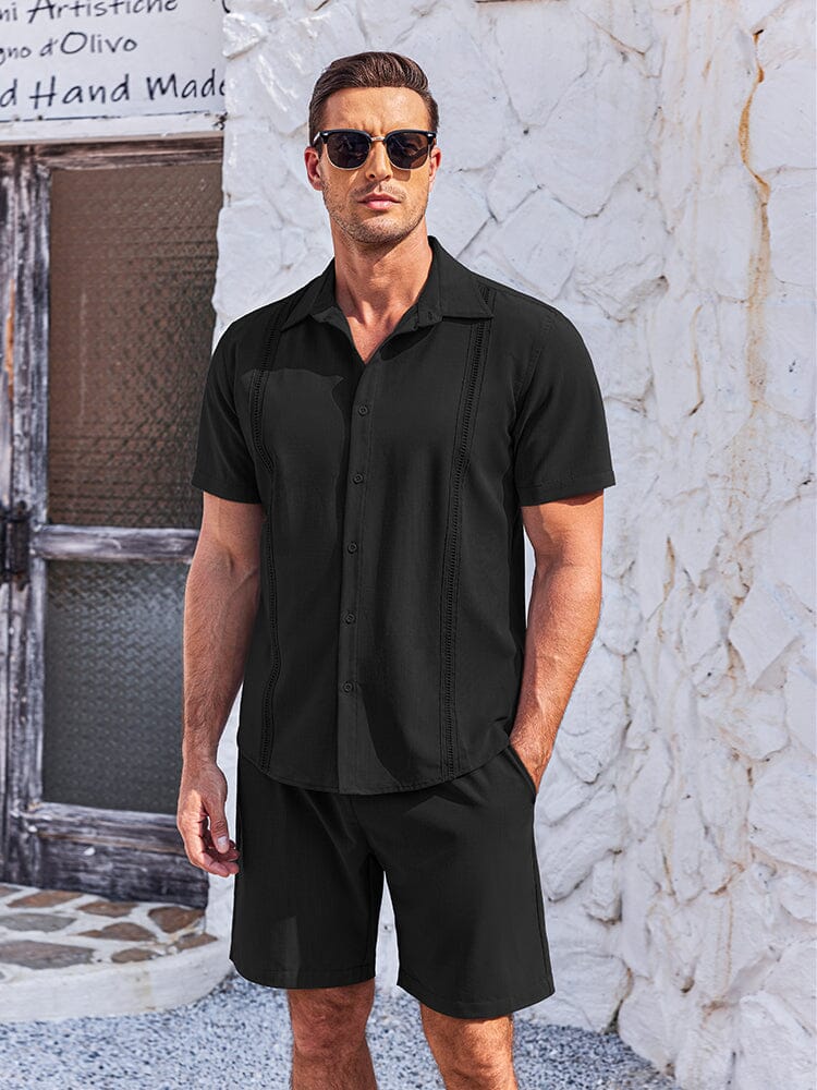 Mjuk Kubansk Skjorta Shorts Set
