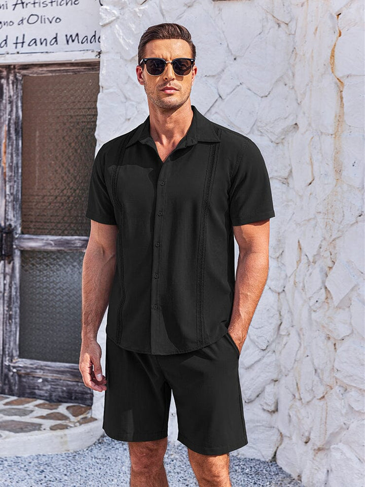 Mjuk Kubansk Skjorta Shorts Set