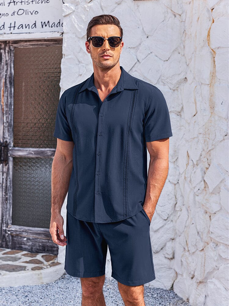 Mjuk Kubansk Skjorta Shorts Set
