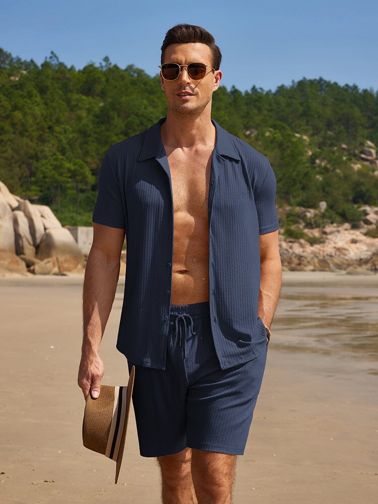 Sommar Stretch Ribbad Stickad Set