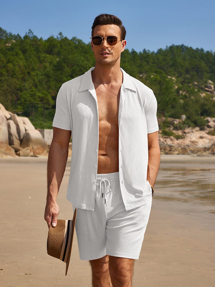 Sommar Stretch Ribbad Stickad Set