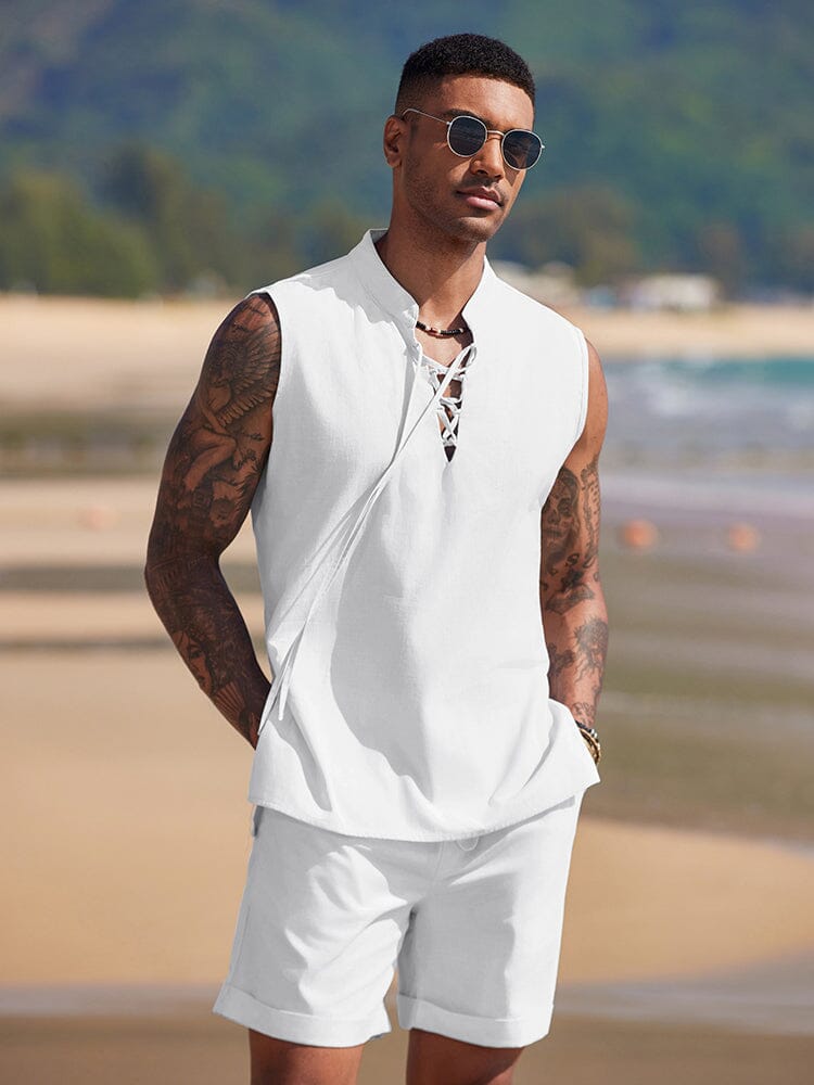 Casual Strand Linne Shorts Set
