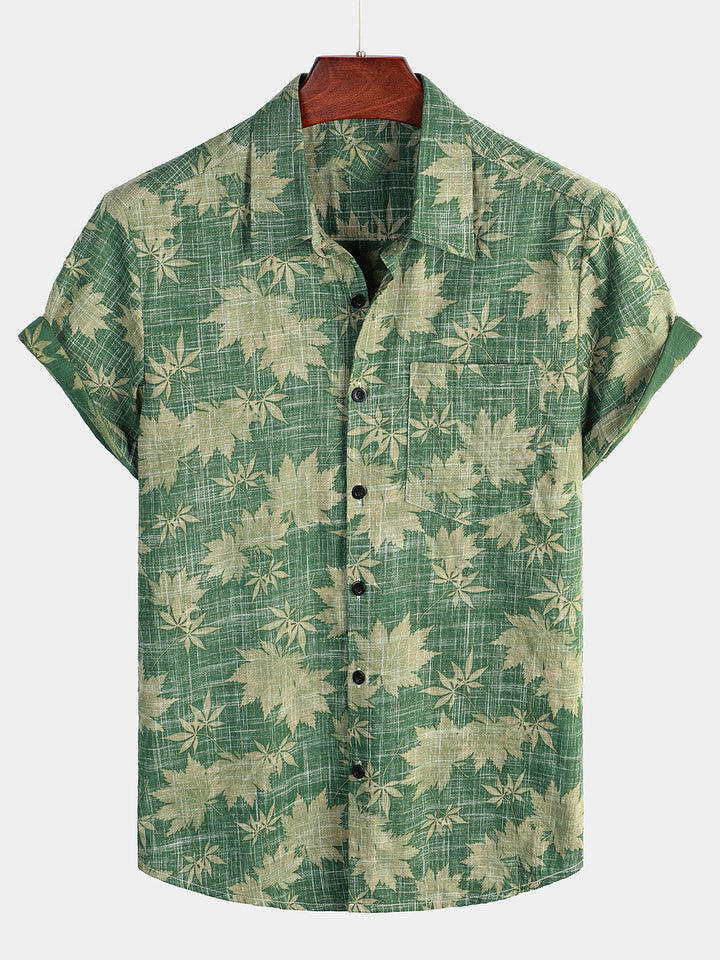 Van Elst Mode® | Bomull Hawaii Skjorta med Korta Ärmar