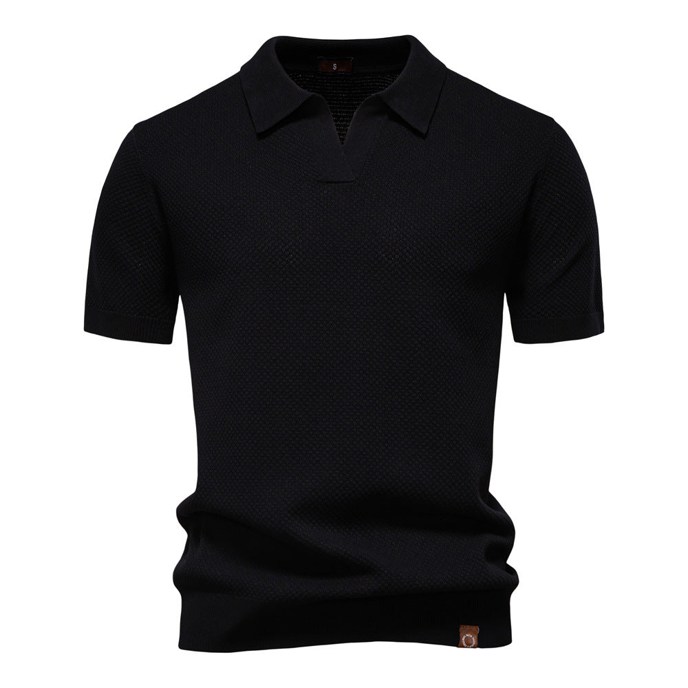 Van Elst Mode® | Elegant Pikétröja med Korta Ärmar