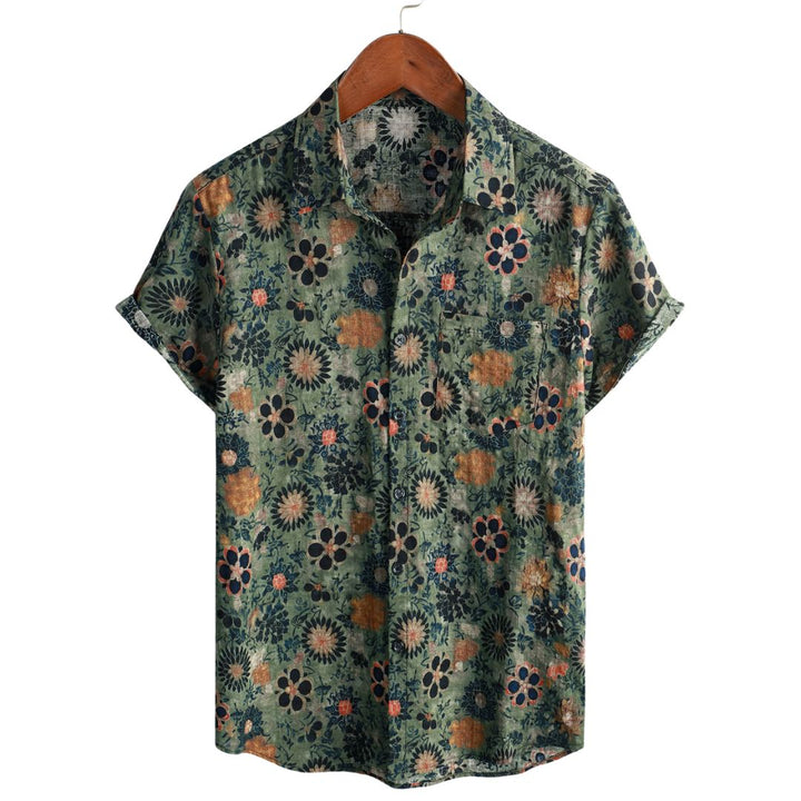 Van Elst Mode® | Bomull Hawaii Skjorta med Korta Ärmar