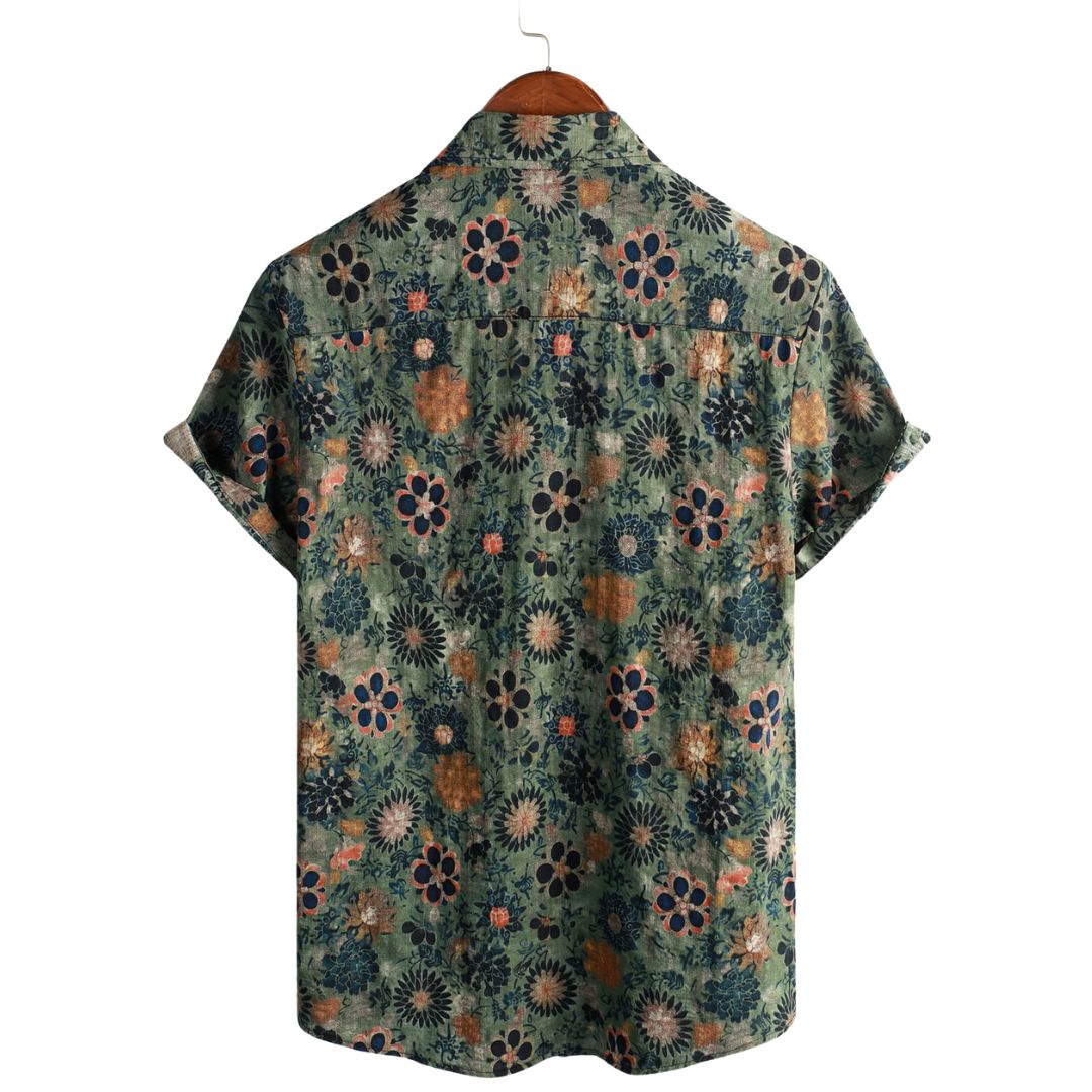 Van Elst Mode® | Bomull Hawaii Skjorta med Korta Ärmar