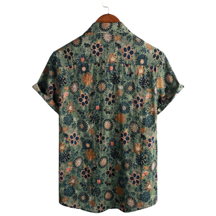Van Elst Mode® | Bomull Hawaii Skjorta med Korta Ärmar