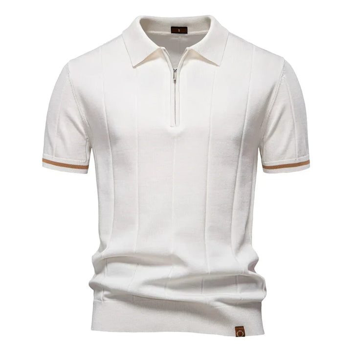Van Elst Mode® | Sommar Pikétröja med Dragkedja