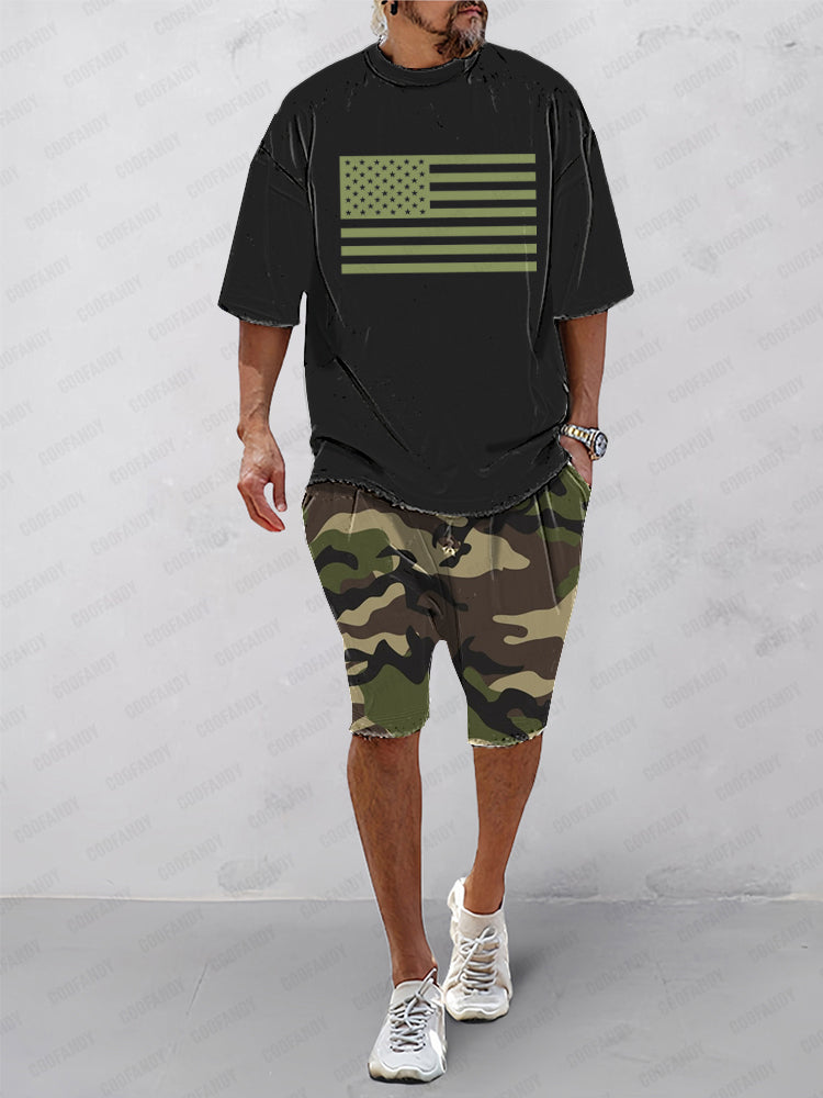 Athleisure Kamouflage Tryckt 2-Delat Set