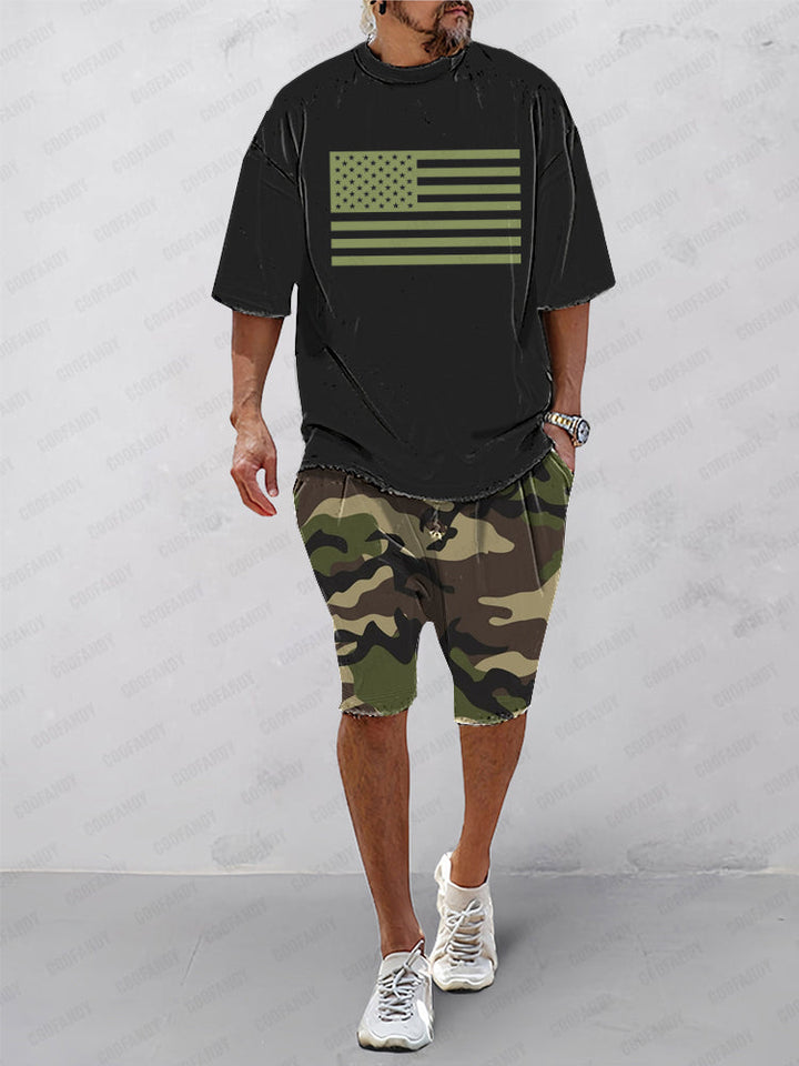 Athleisure Kamouflage Tryckt 2-Delat Set