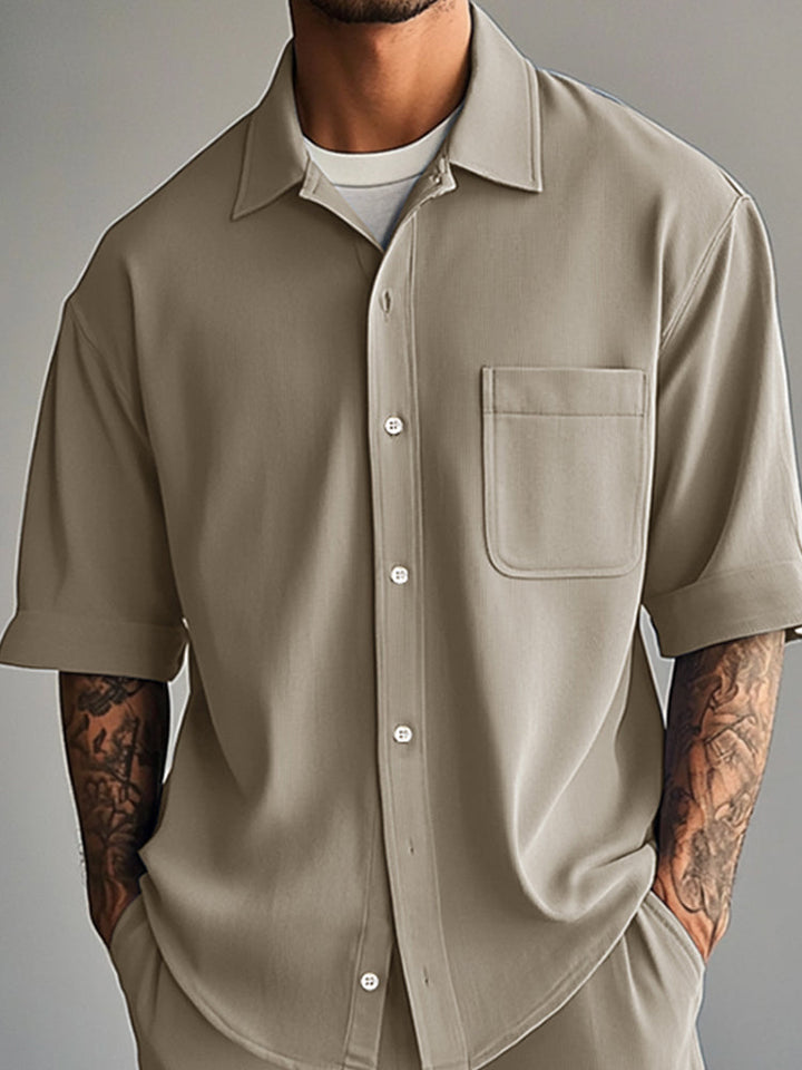 Essentiellt Avslappnat Skjorta Shorts Set