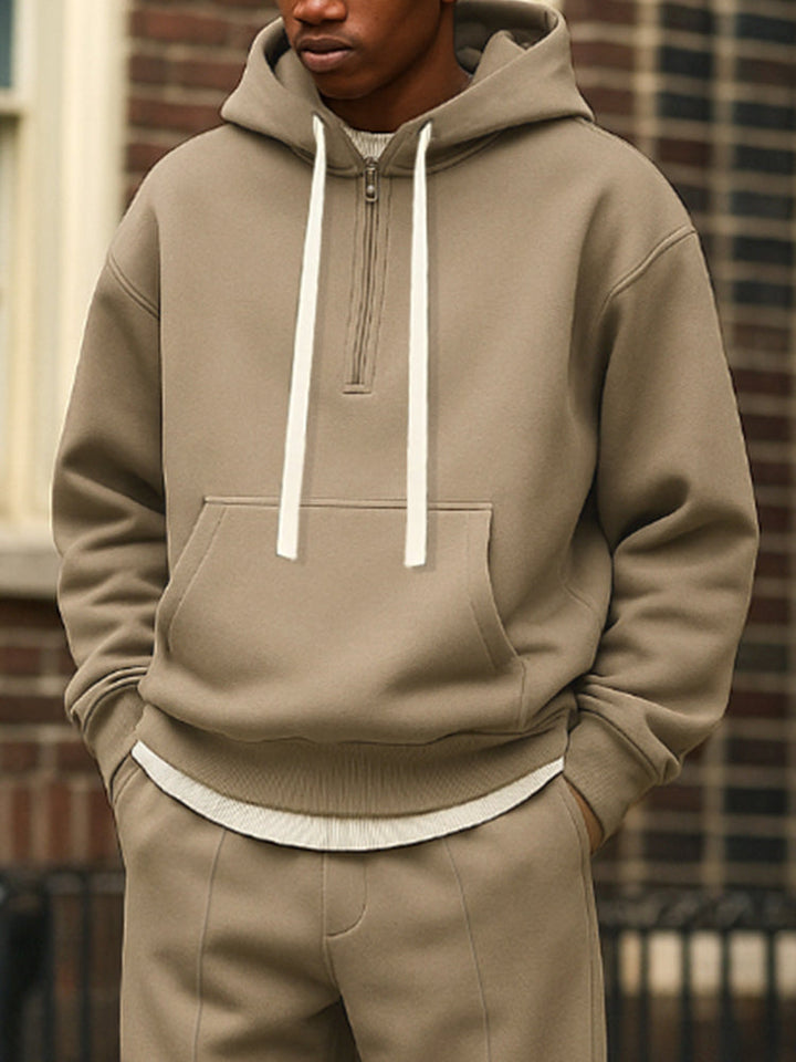 Sportig Löst Sittande Hoodie Joggingbyxset