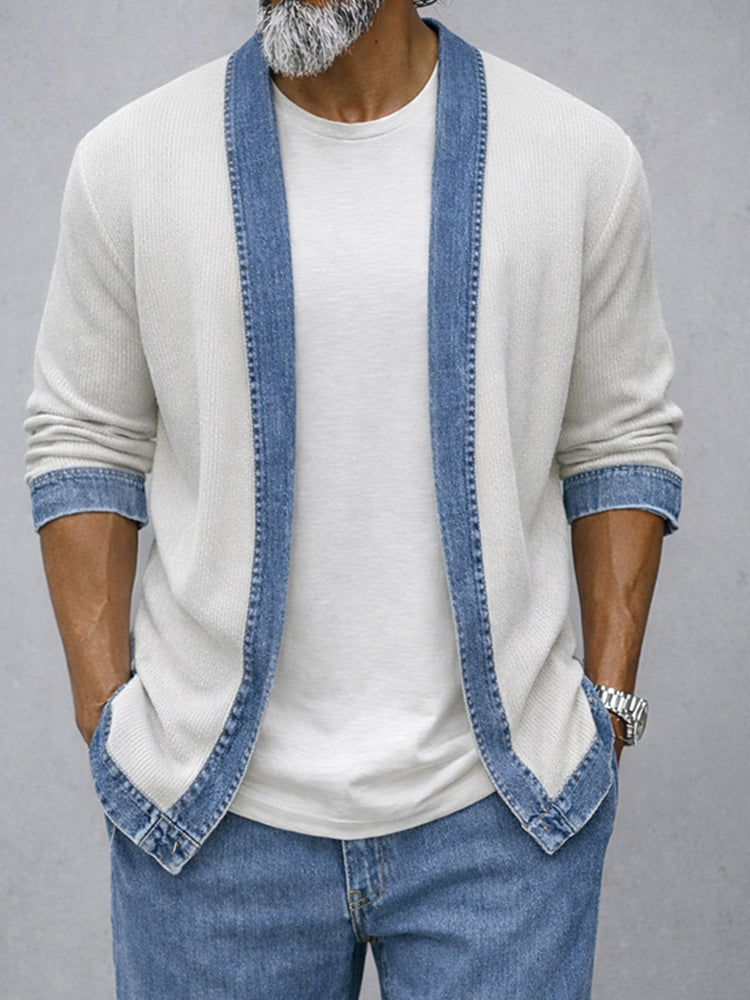 Modernt Kontrast Denim Patchwork 2-Delat Set