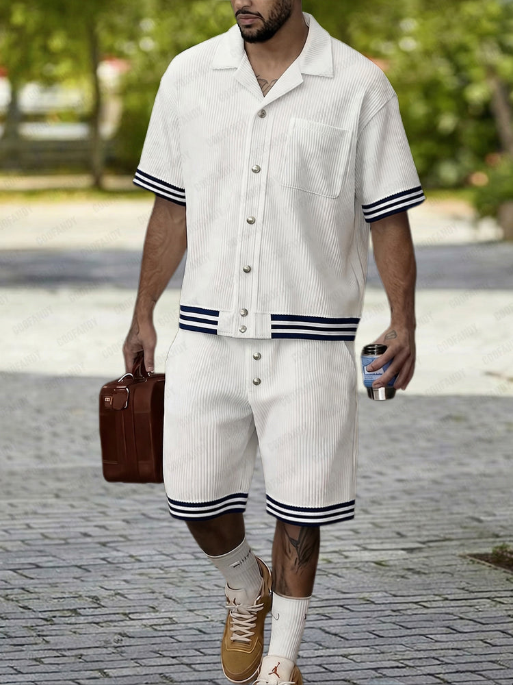 Modernt Vertikal Ribbad Sommar Set
