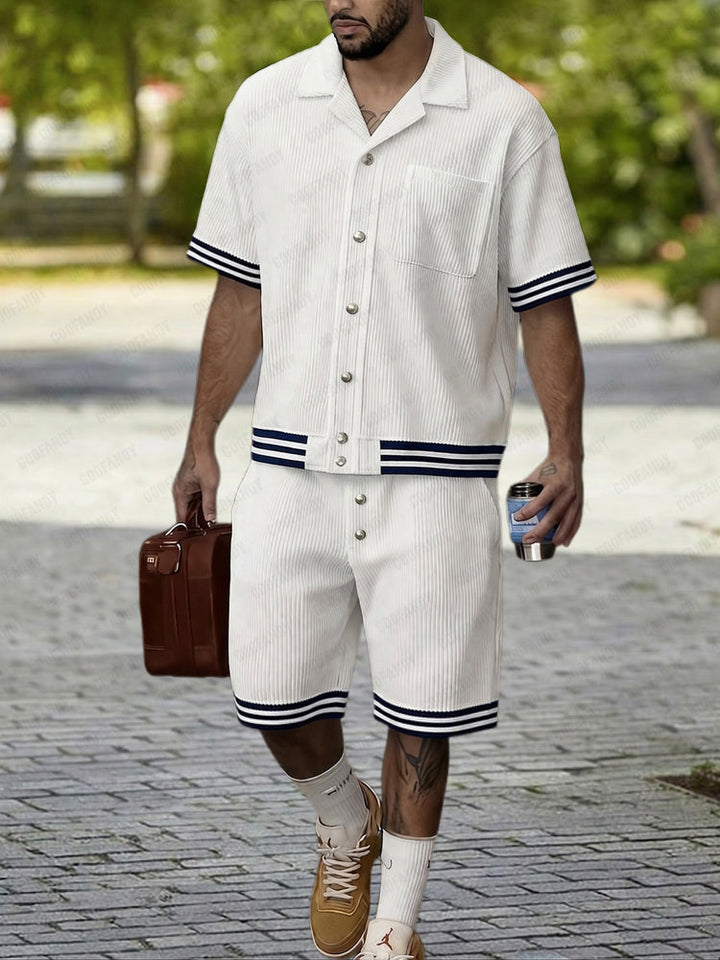 Modernt Vertikal Ribbad Sommar Set