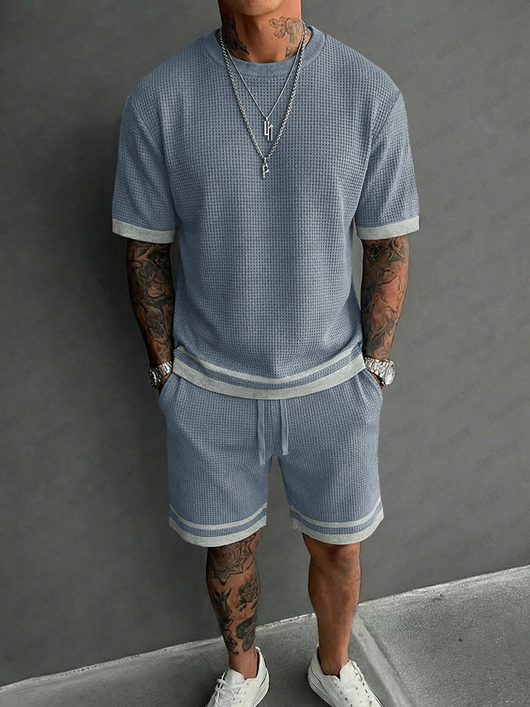 Avslappnad Kontrast Waffle Casual Set