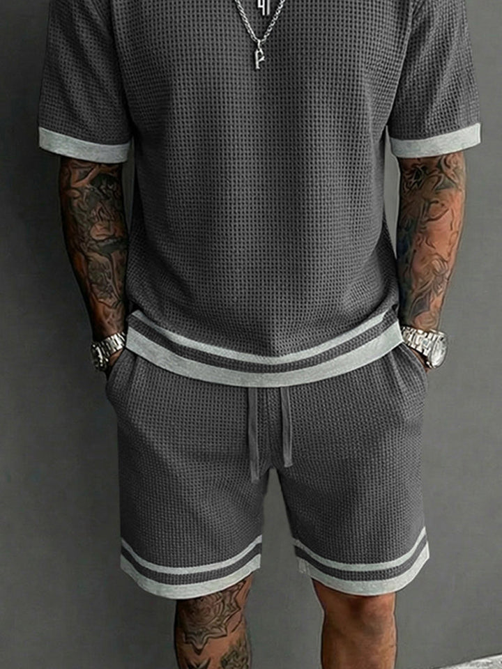 Avslappnad Kontrast Waffle Casual Set