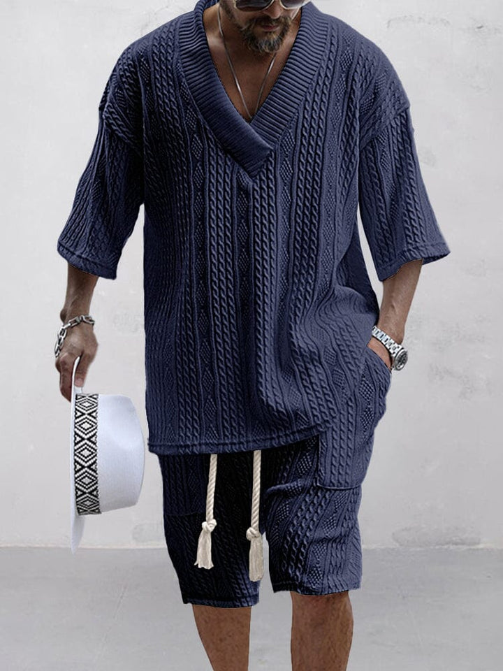 Casual Kabel Stickad T-Shirt Set