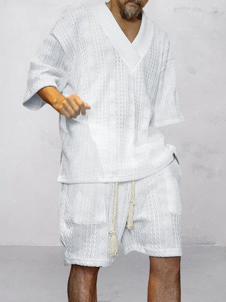 Casual Kabel Stickad T-Shirt Set