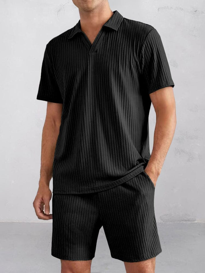 Casual Randig Texturerad Pikétröja Set
