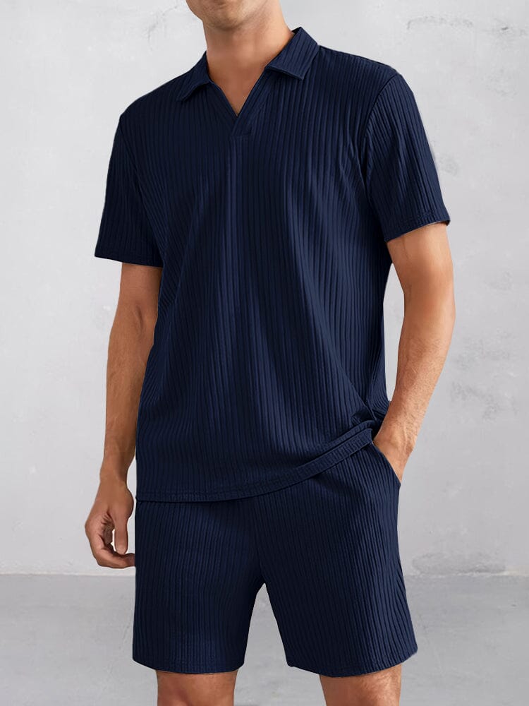 Casual Randig Texturerad Pikétröja Set