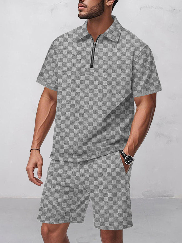 Tidlös Rutig Skjorta Shorts Set