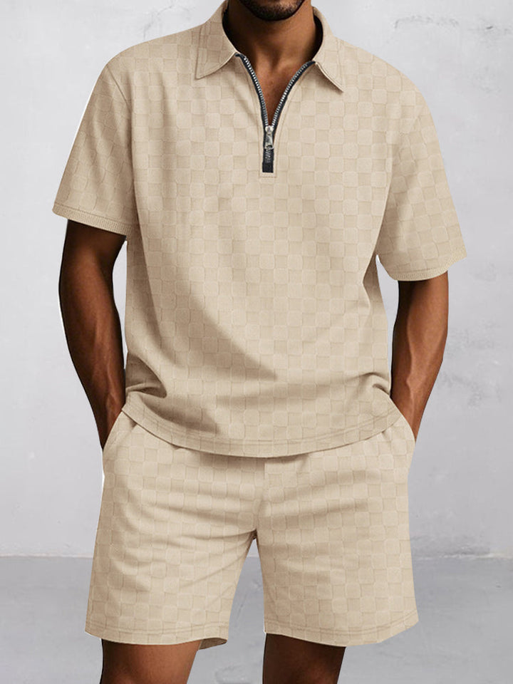 Tidlös Rutig Skjorta Shorts Set