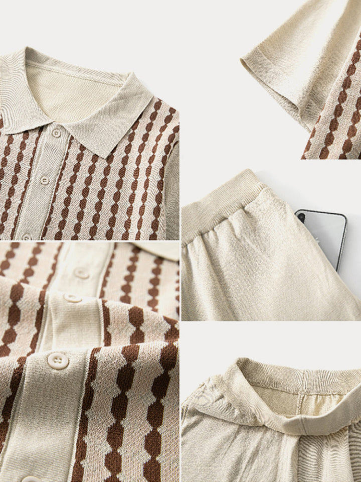 Casual Jacquard Stickad 2-Delat Set