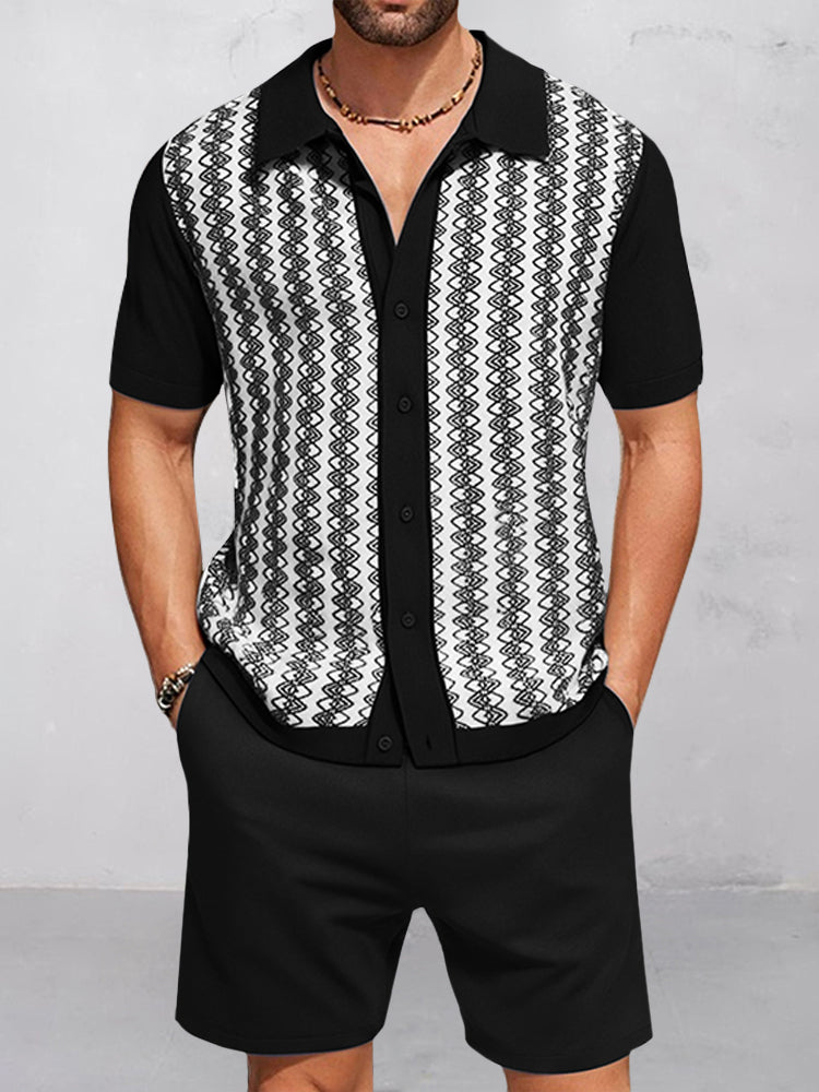 Modernt Jacquard Stickad 2-Delat Set