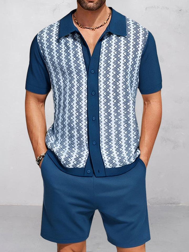 Modernt Jacquard Stickad 2-Delat Set