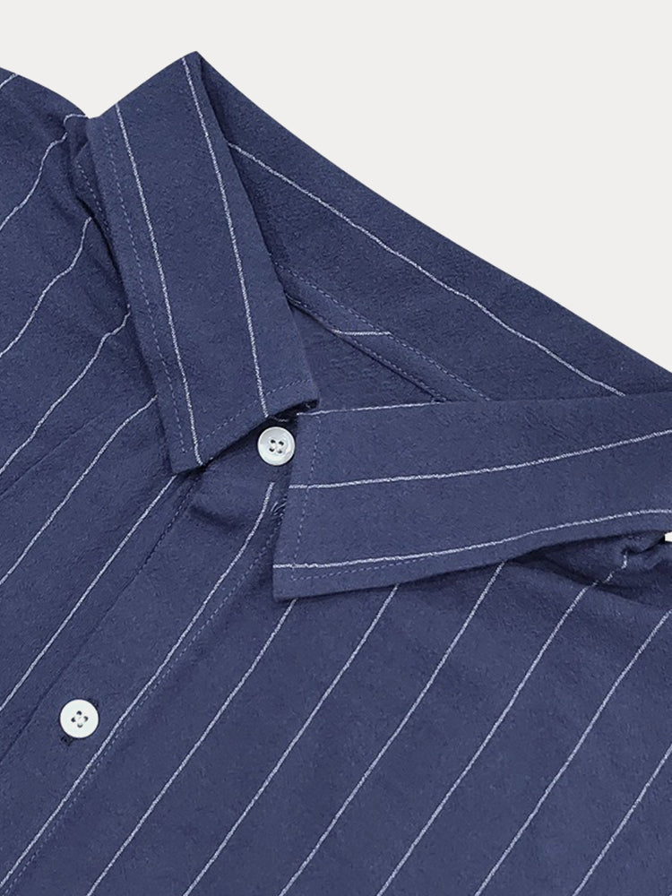 Komfort Bomull Rand Skjorta Shorts Set